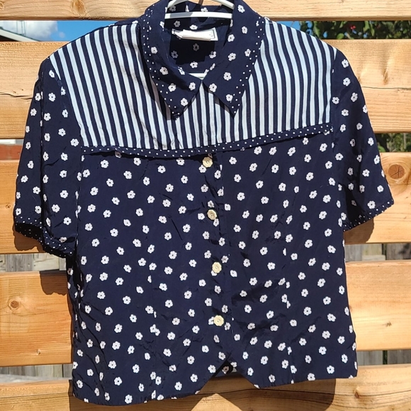 Vintage blue floral blouse
